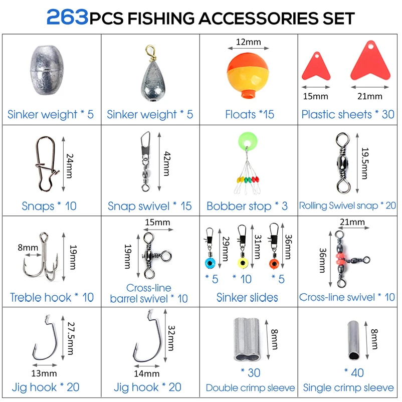 263 قطعة مجموعة ملحقات الصيد ف - مراجعة Fishing Equipment And Accessories وسعره